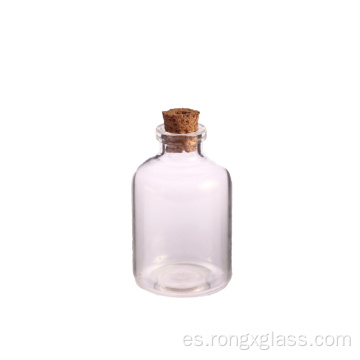 Botella de reactivo de vidrio con tapón de corcho